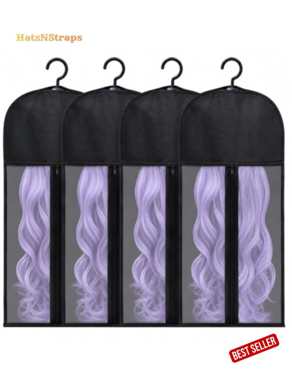4Pc Hair Extension Storage Bag Hanging Organizer Dustproof Transparent Plastic